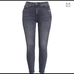 NWT Alice + Olivia High-Rise Distress Ankle Skinny